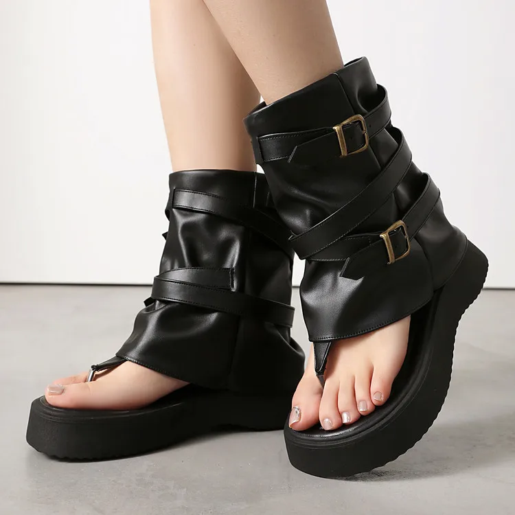 

Thong Platform Women Ankle Boots Flip Flop Sandal Gothic Punk Streetwear Shoes Zapatos Mujer