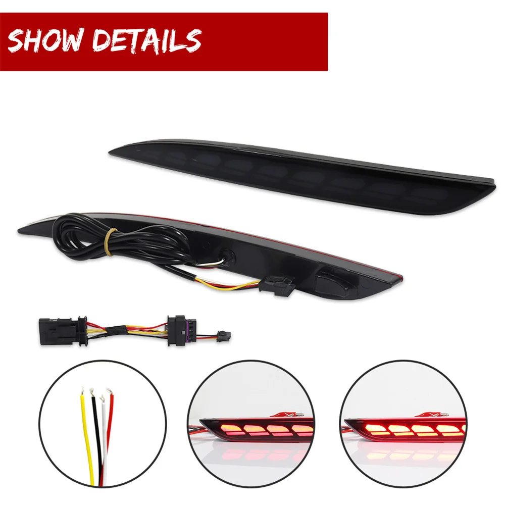 Red LED Car Rear Bumper Reflector Tail/Brake Lights Rear Fog Lights Sequential Turn Signal Lights For Tesla Model Y 2020-up 12V