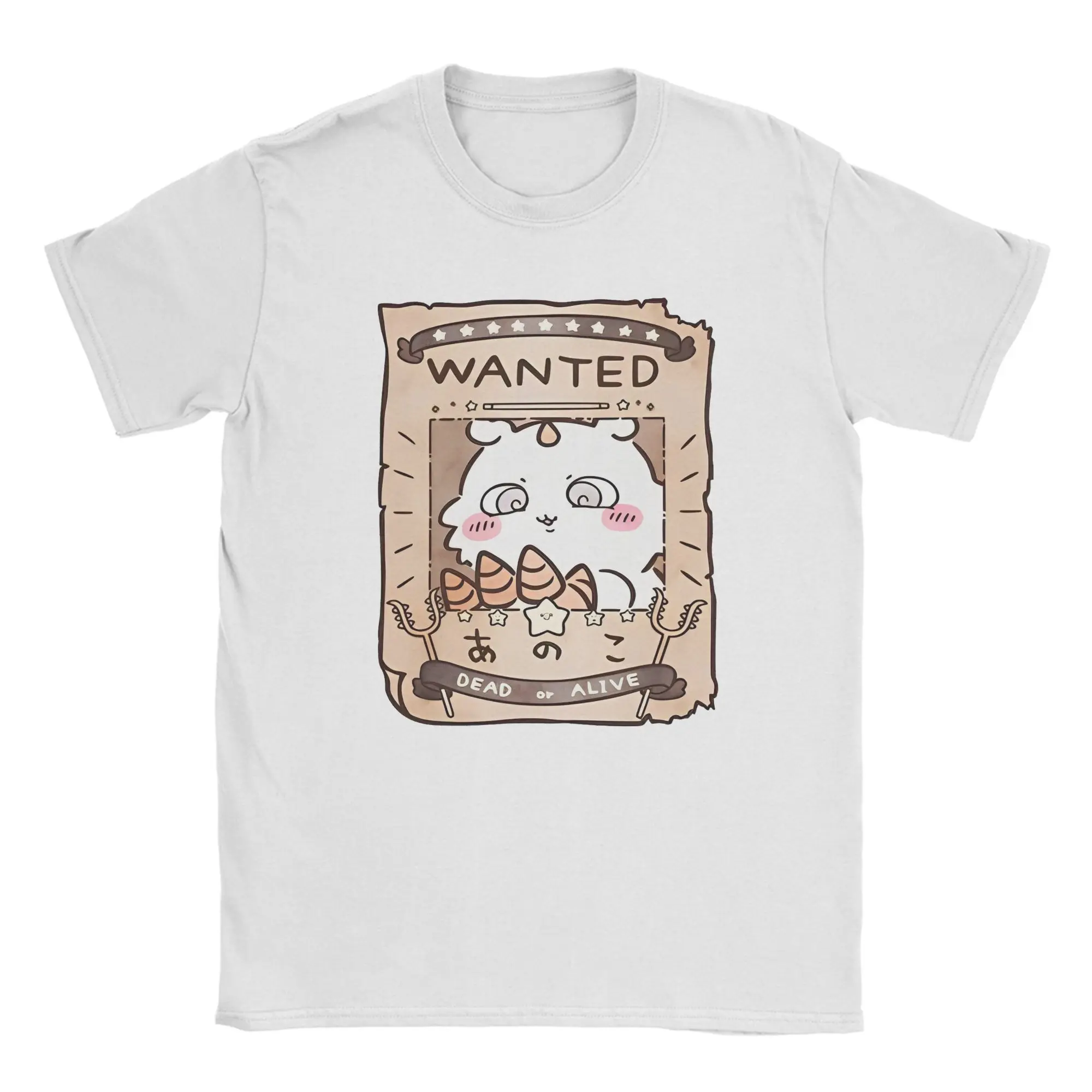 WANTED Anoko in Chiikawas T-Shirts Herren-Baumwolloberteile im Vintage-Stil mit Rundhalsausschnitt und kurzen Ärmeln – Detail 4