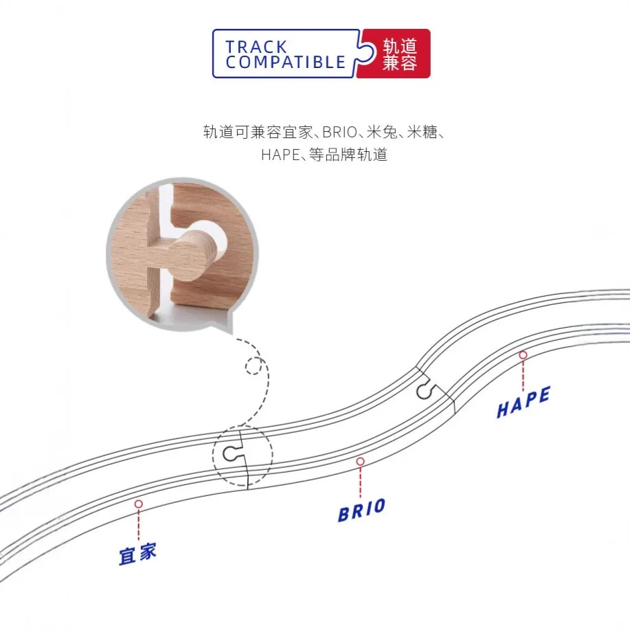 Zestaw rozszerzeń do drewnianej toru, zabawki dla dzieci - elektryczny samochodzik, drewniany zestaw do składania toru, puzzle, klocki konstrukcyjne, akcesoria DIY z drewna bukowego, XT218