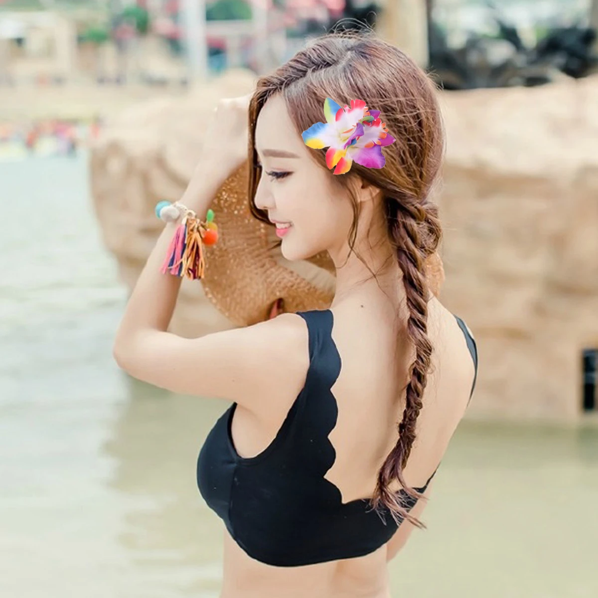 

6pcs Hair Pins Fabric chid Clips Smooth Touch NonFade Vivid Beautiful Wedding Party Hawaiian Style Beach Accessories
