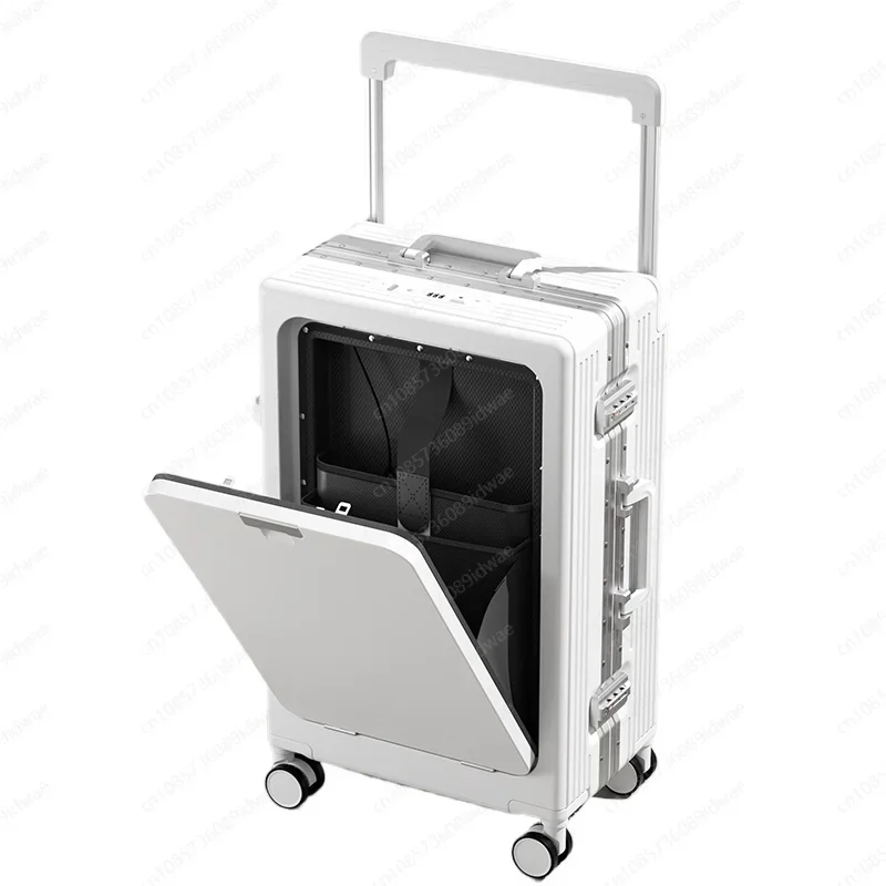 Wide trolley suitcase Front open trolley case Multifunctional boarding case 20-inch password box for men and women