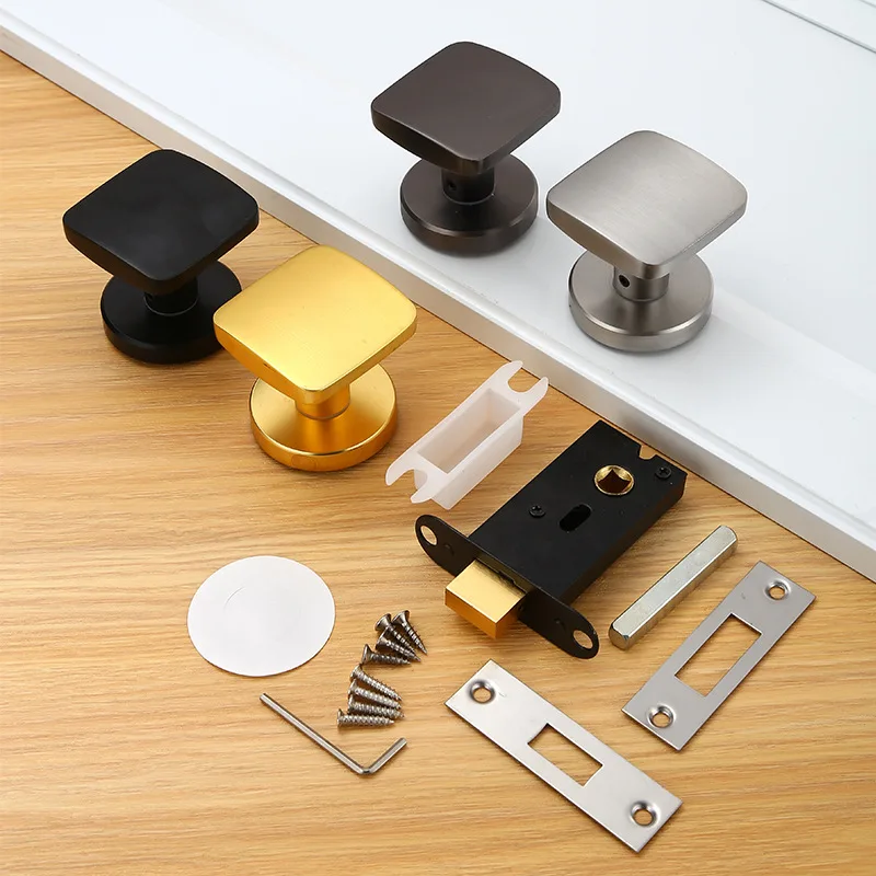 

Household silent zinc alloy invisible door lock room door square invisible handle bedroom with key square single-sided locks