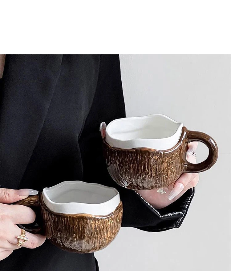 Ceramic Coconut Coffee Mug Kiln Transformation Household Water Cup Coconut Cup With Spoon Cup Office Gift