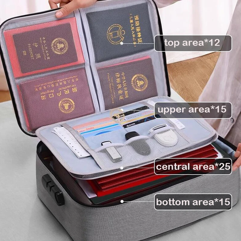 Large Capacity Briefcase Bag Business Document Bag File Folders Portable Storage Document Organizer Pouch Handheld Tote Office