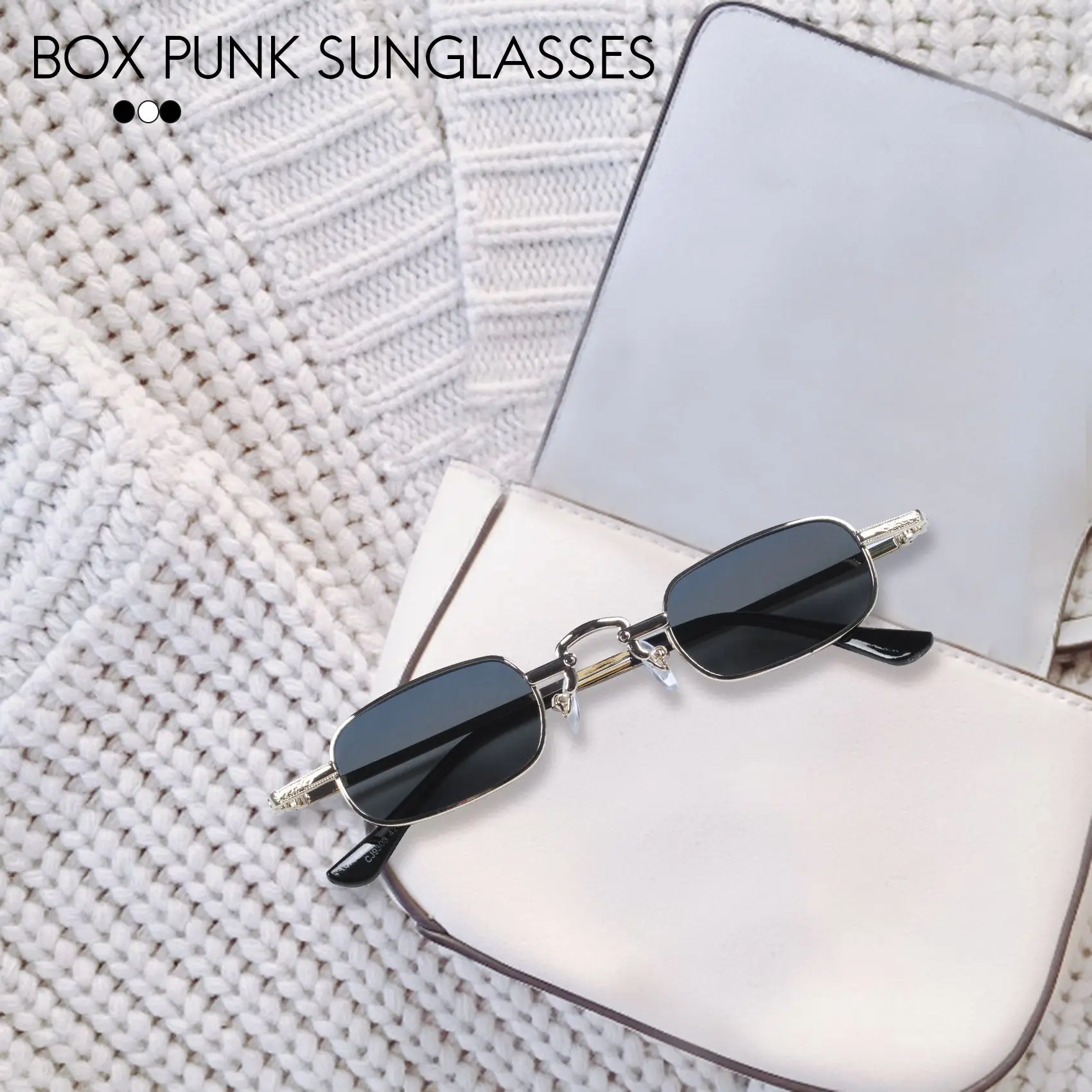 Retro Punk Glasses Clear Square Sunglasses Female Retro Sunglasses Men Metal Frame-Black Gray & Gold