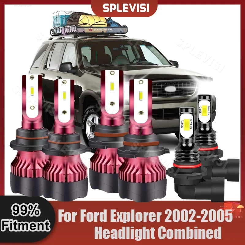 

SPLEVISI 9005 High Beam 9006 Low Beam H10 Fog Lamp For Ford Explorer 2002 2003 2004 2005 Car LED Headlight Bulbs