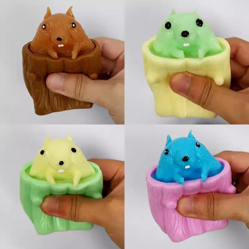 Multi-colors Cute Evil Squirrel Pop Up Squeeze Toys Anxiety Relief Decompression Sensory Fidget Toy For Kids Classroom Prizes