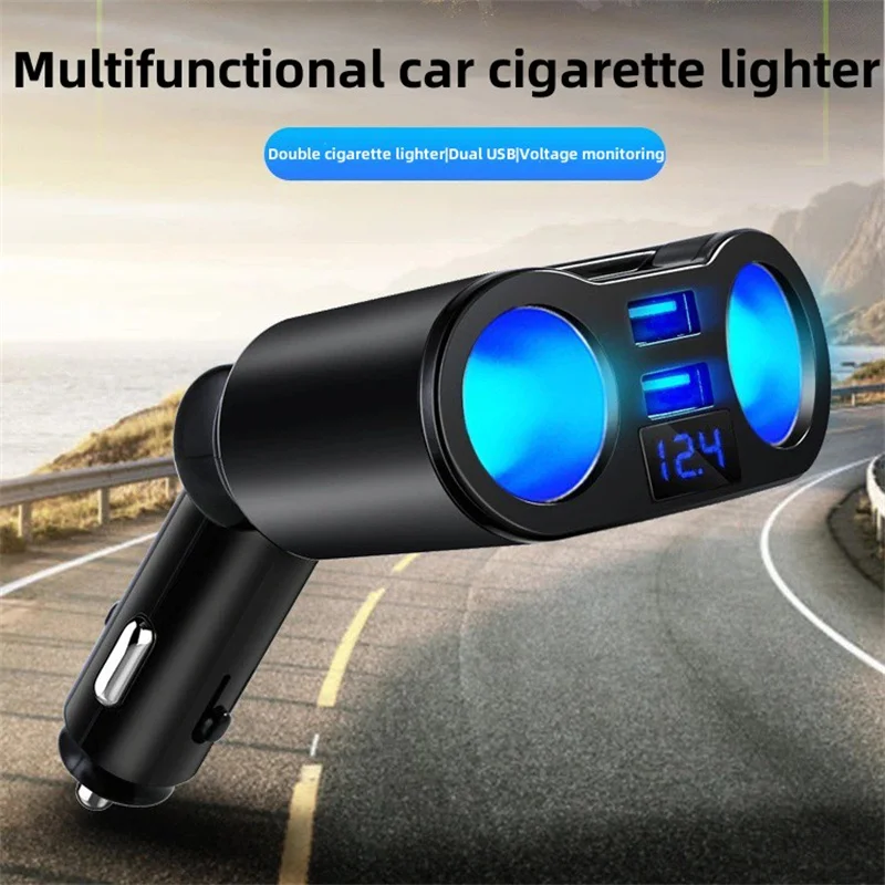 120W Car Chargers Car Cigarette Lighter Socket Splitter Charger Plug Adapter Power Socket Adapter with Voltage LED Display