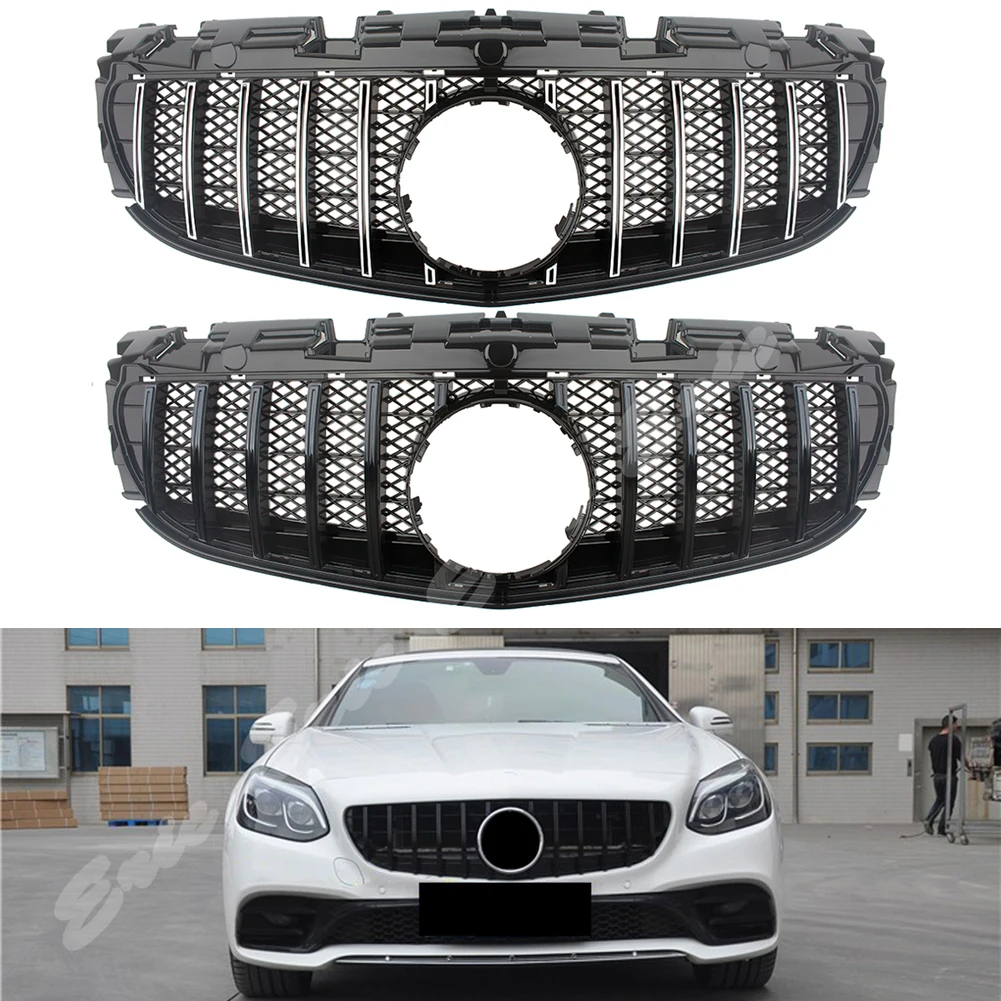 Car Front Racing Grill Billet Upper Facelift Bumper Grille Cover For Mercedes-Benz SLC-Class R172 2016 2017 2018 2019 2020 GTR