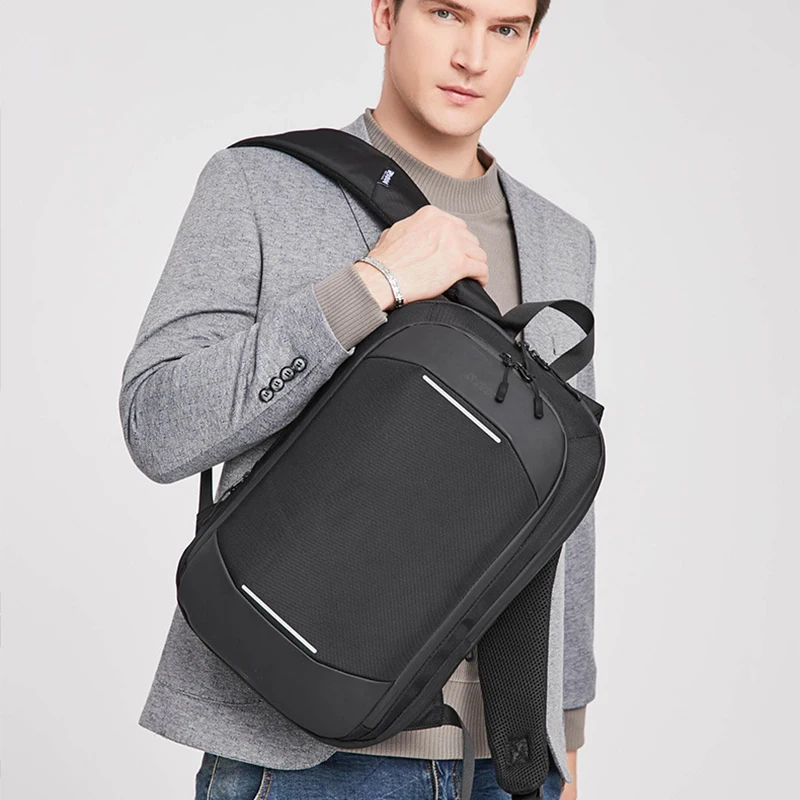 Unisex Lightweight Expansível Laptop Bag, Mochila de Negócios Simples, Seção Fina, Casual, Escola, Estudantes, Hot, 14"