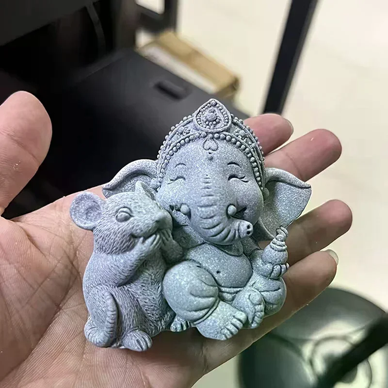 1pc Elephant Statue With Hands Clasped In Prayer Position, A Guardian Elephant Statue, For Home Decoration.