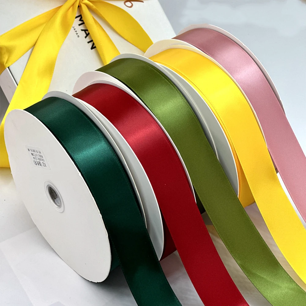 

100 ярдов/рулон шириной 3 см, односторонняя полиэфирная атласная лента, лента премиум-класса для рукоделия, подарочная упаковка, свадебные украшения, банты для волос