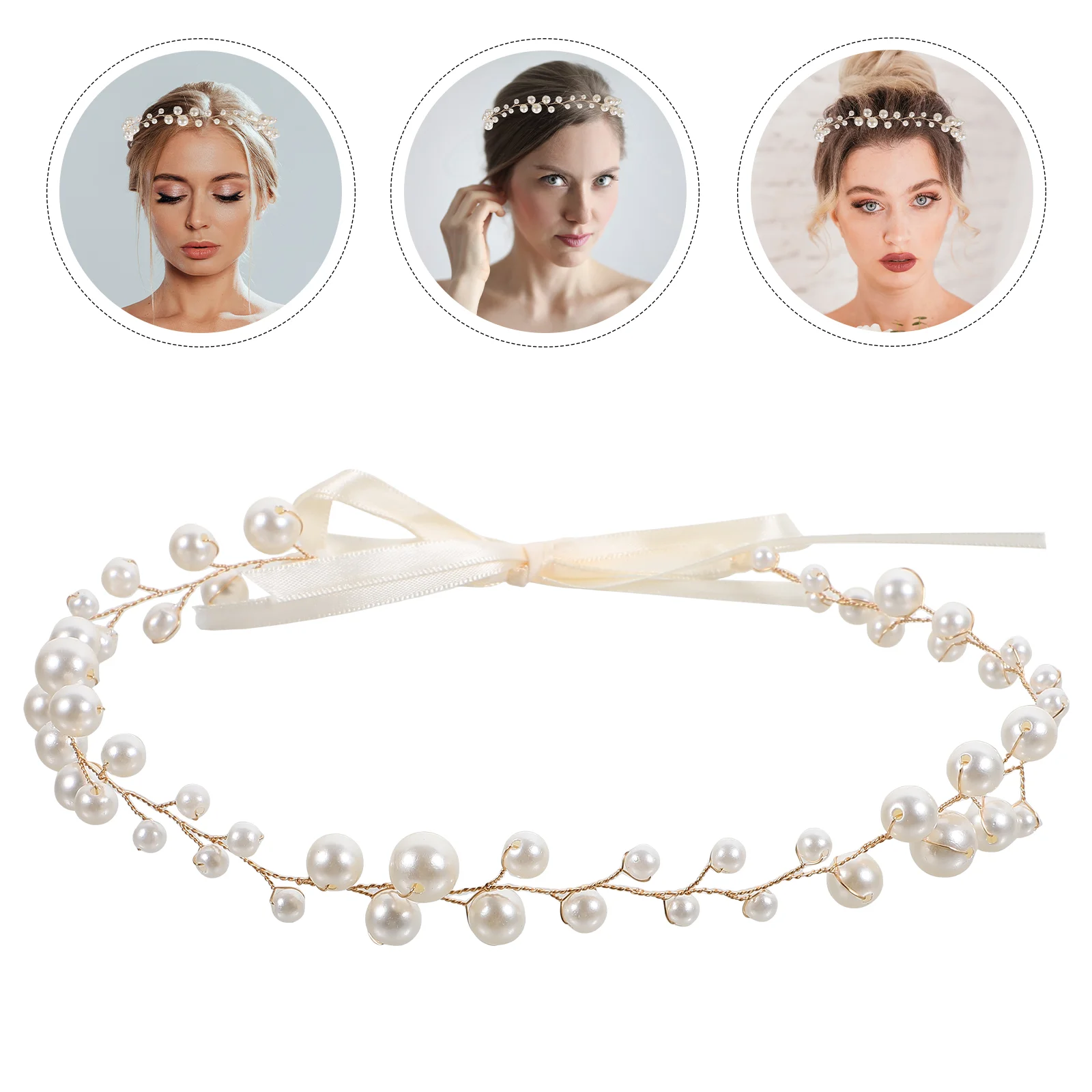 Hair Chain Headwear Wedding Headpiece for Bride Bands Accessories Brides Jewelry Women Fabric Vine Flower Girl Miss Ties