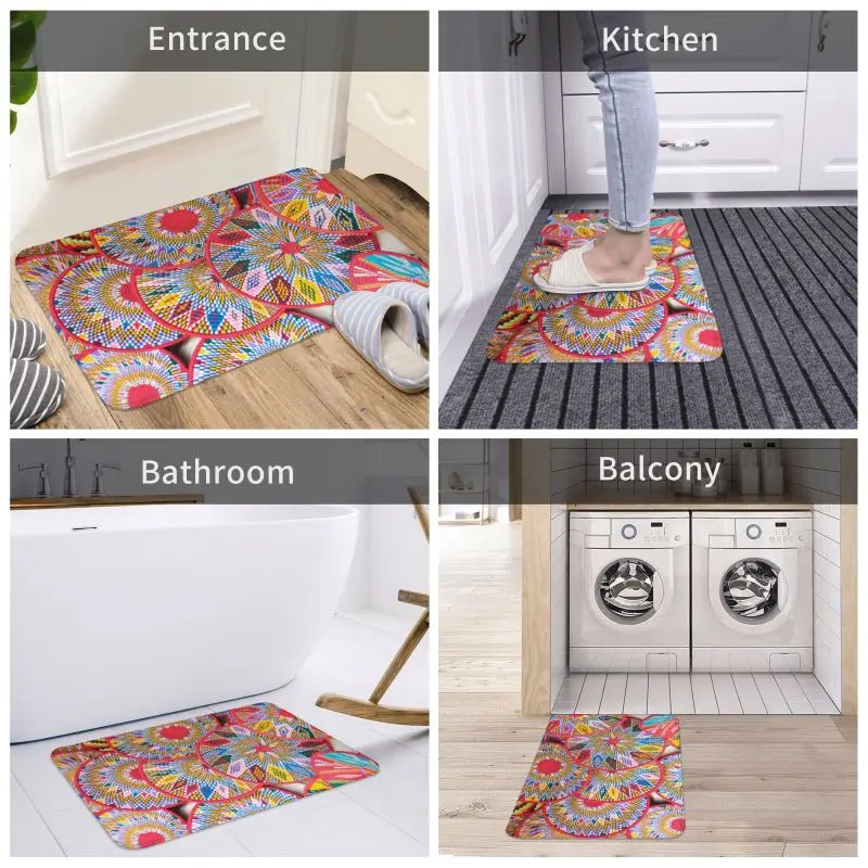 Ethiopian Habesha Art Doormat Anti-Slip Kitchen Bath Mat Toilet Floor Door Entrance Carpet Rug