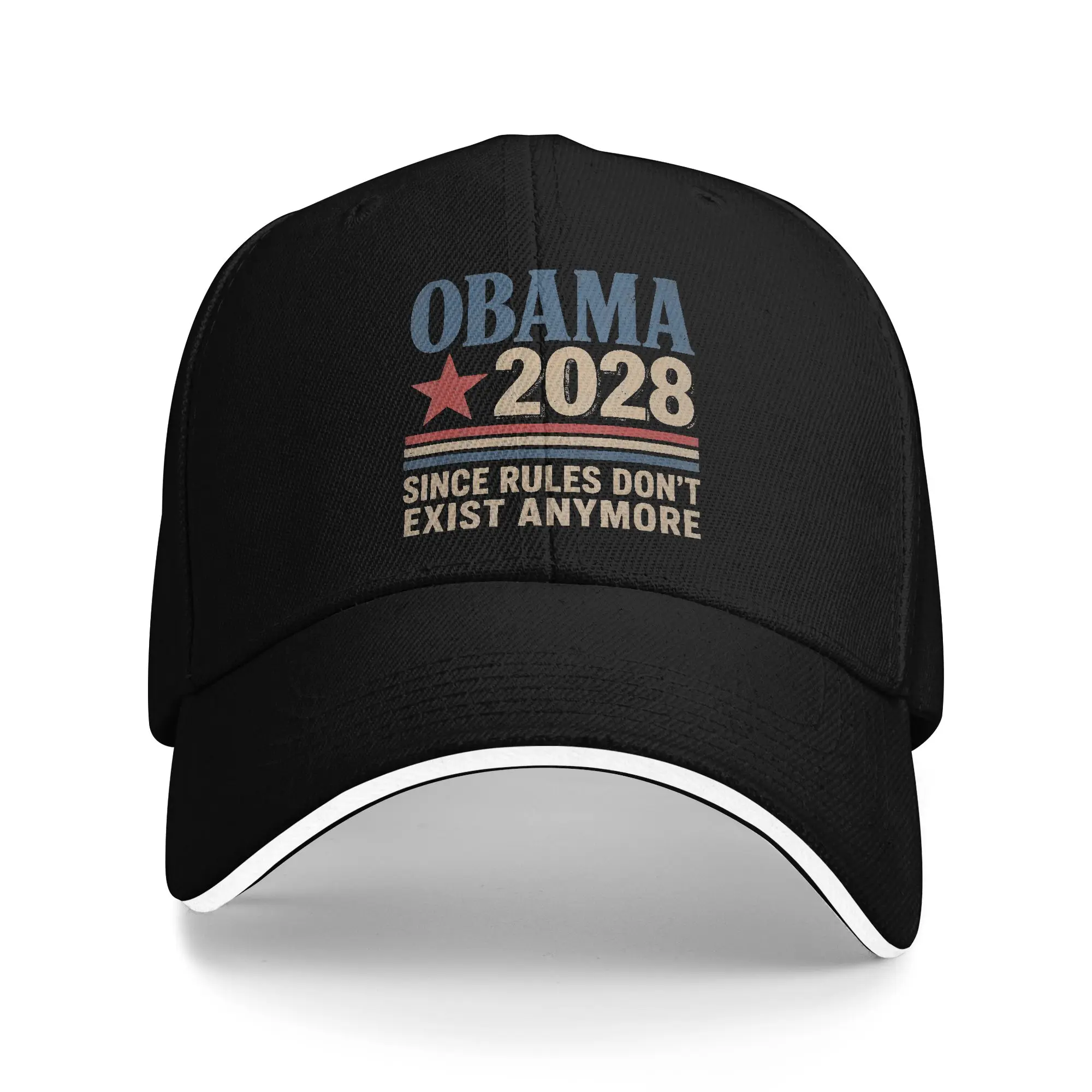Obama 2028 Since Rules Don't Exist Anymore Sandwich Cap Baseball Caps Vintage Gifts Adjustable Fitted All seasons Hats Adult