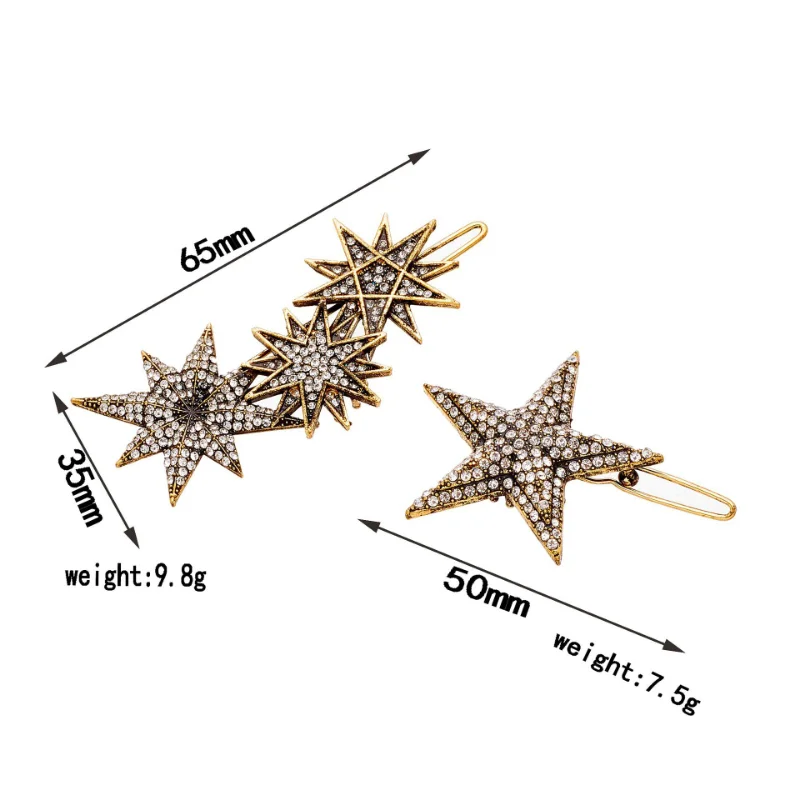 Star Rhinestone Wedding Bridal Hairpins for Women Bling Barrette Crystal Hair Clips Women Bling Barrette Hair Jewelry