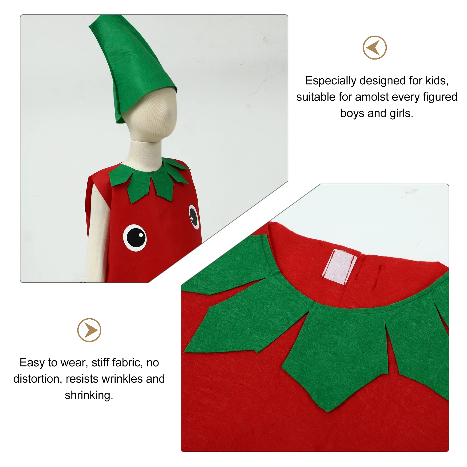 

Tomato Costumes Kids Fruit Vegetable Kit Stage Performance Clothes Hat Set Easy Wear No Distortion Child Halloween Dress Up