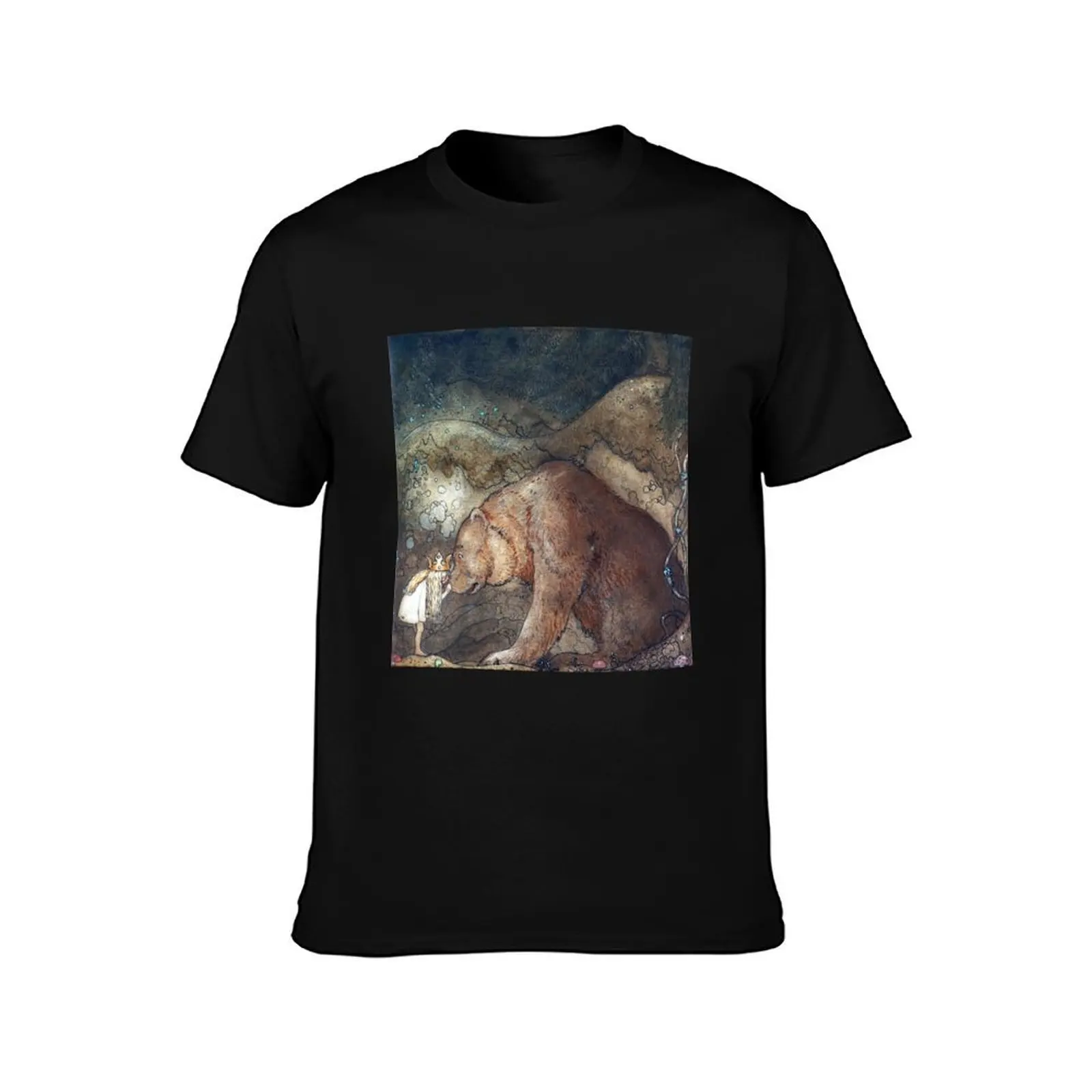 John Bauer Poor little Basse T-Shirt Summer Casual Cotton Tee Oversized Streetwear Tops Vintage Graphic Print 100% Cotton