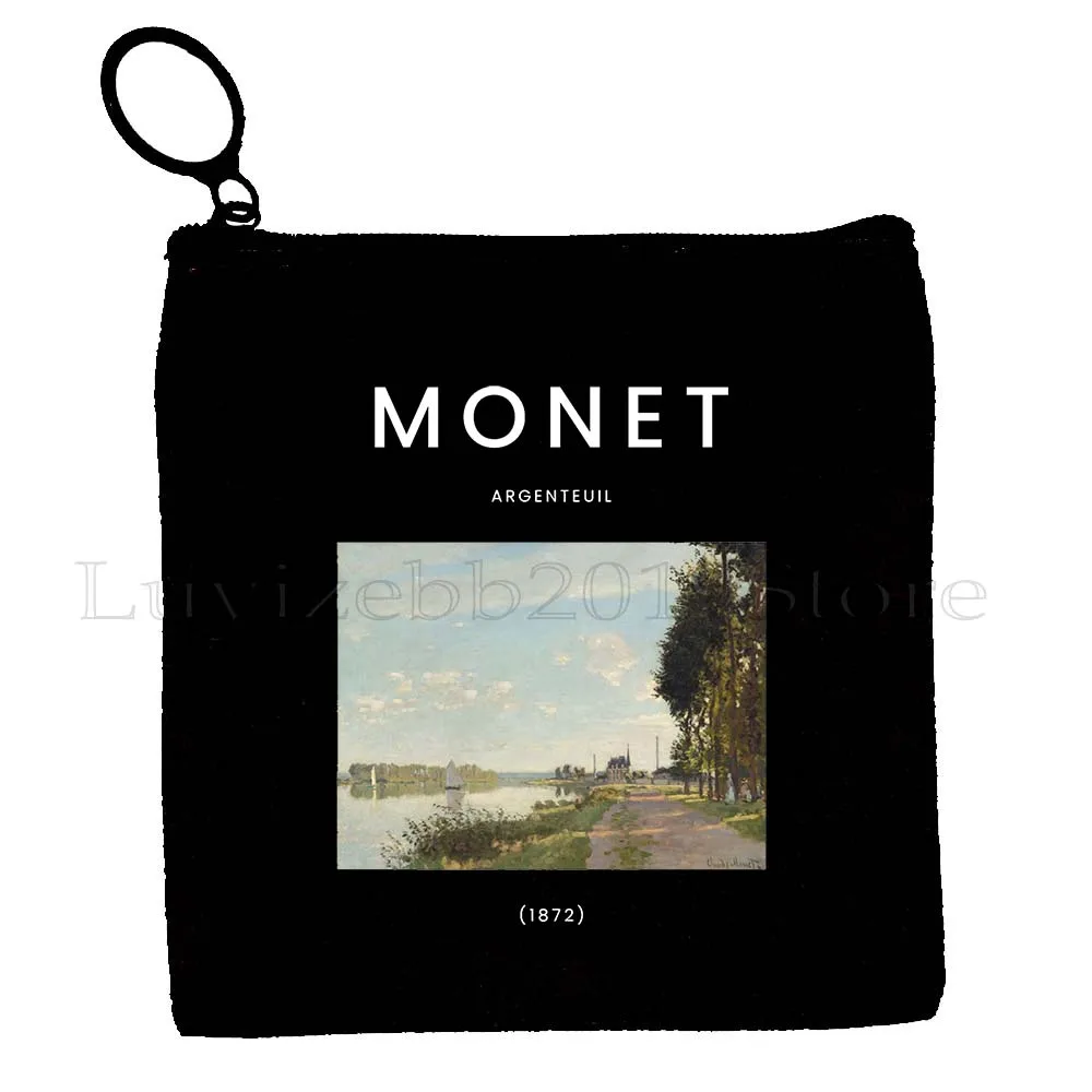Клод Моне Водные Лилии Сад Пейзаж Картина Холст Портмоне Холст Сумка Маленький Квадратный Чехол Для Ключей Кошелек Сумки Для Карточек Для Хранения