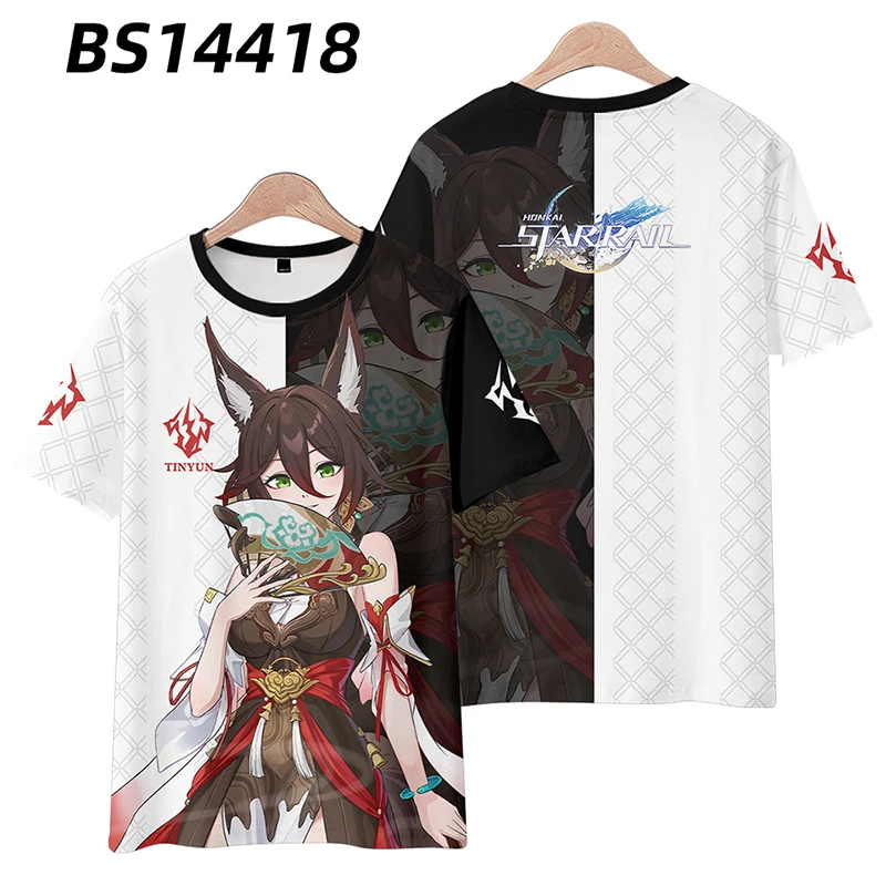 Anime Honkai Star Rail Tingyun 3D-Druck T-Shirt Frauen Männer Sommer O-Ausschnitt Kurzarm lustige T-Shirt Grafik T-Shirts Cosplay Kostüm