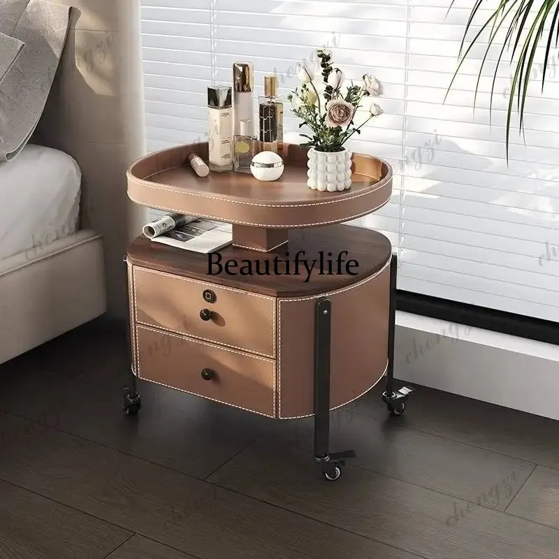 A68 Elegant Designer Brown Nightstands Protect Safe Unique Japanese Bedside Table Drawer Modern Mesitas De Noche Room Furniture
