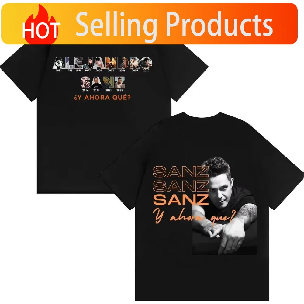 2026 Singer Alejandro Sanz Pop Music T-Shirt Fashion Casual Short Sleeve T-Shirt Hot Selling Unisex Streetwear for Teenagers