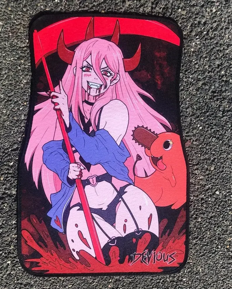 Devil Waifu  Mats Pink Anime Custom  4-Piece Pads   Accessories   Floor Mats