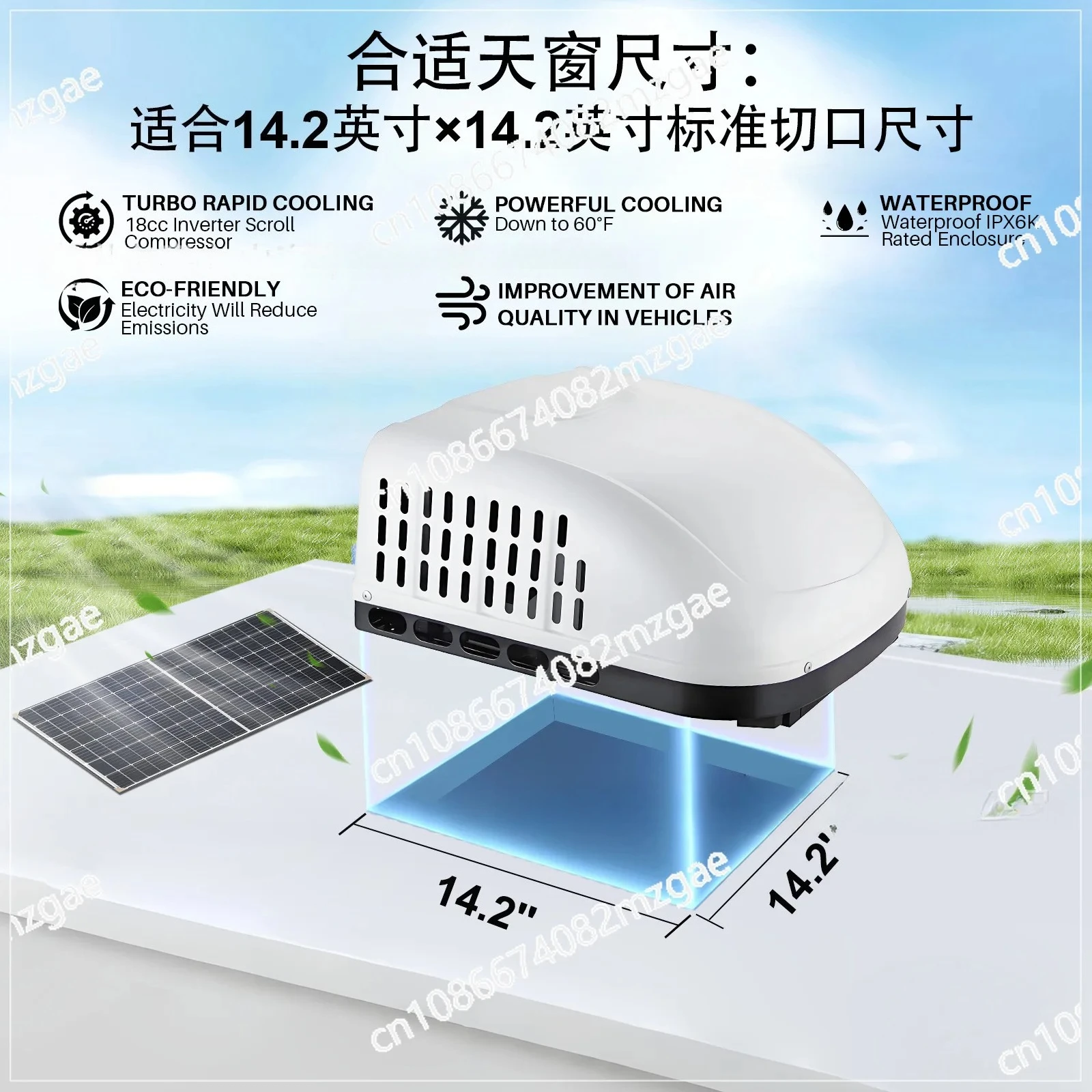 Overhead RV Electric AC Air Conditioner with 115V/220V Dual Voltage for Large Area Cooling and Heating System