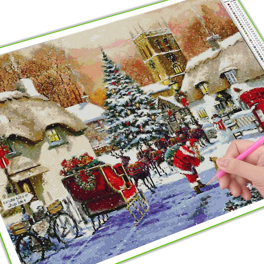 Christmas scenery diy diamond painting mosaic embroidery snow house 5D Full Square Round drill craft supplies home decor AA2270