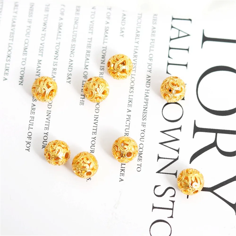 

1PCS Matte Gold Color Flower Ball Leaf Hollow Bead Bracelet Necklace, Loose Bead, Jewelry DIY Accessories, 7mm, 18K