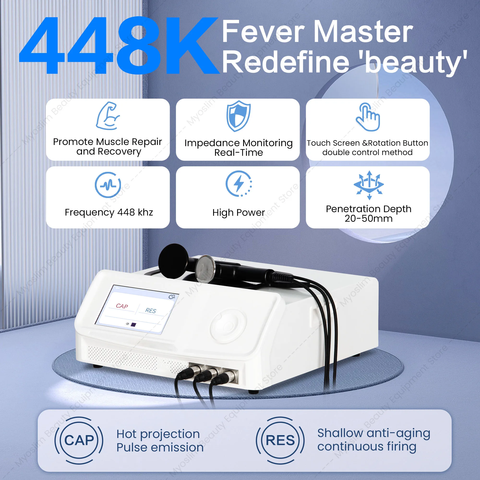 Professional 448kHz RF Aesthetic System Deep Penetration Heating for Face Lifting Waist Back Leg Pain Relief