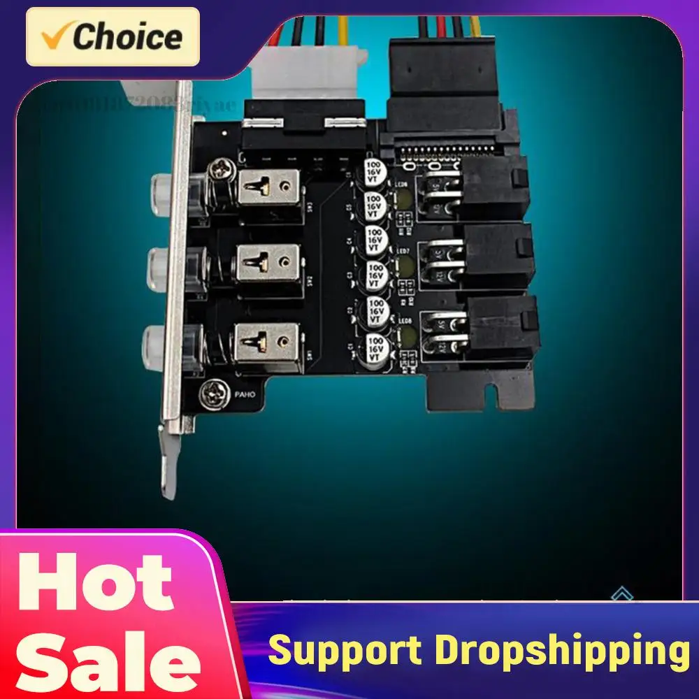 

Контроллер переключения питания HDD/SSD ​ 4-контактная плата расширения PCI/PCIe для управления жесткими дисками SATA с LED-подсветкой и нумерацией