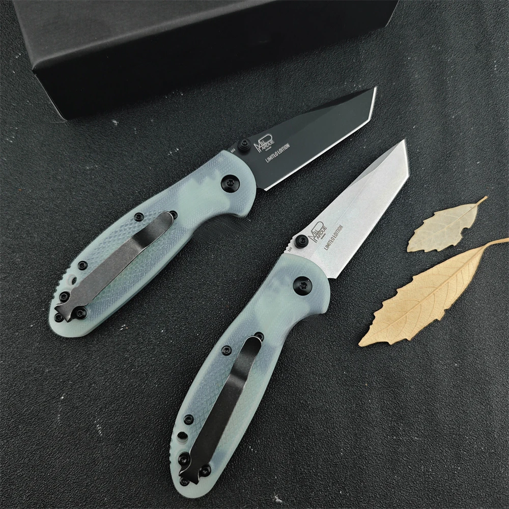 NEW BM 577 Mini-Griptilian Folding Pocket Knife D2 Tanto Blade Jade G10 Handles Outdoor Hunting Tactical EDC Pocket Knife