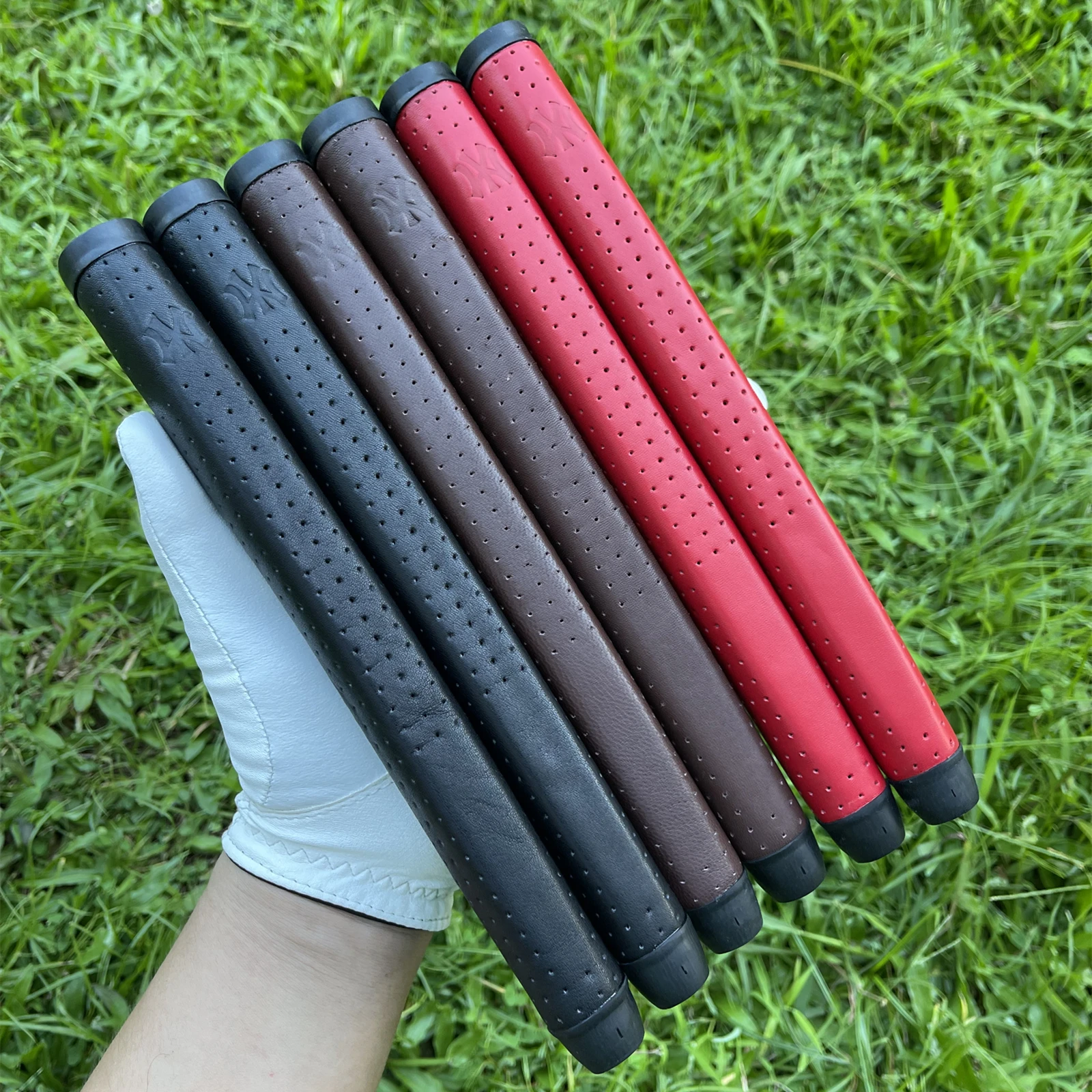 100% Real Leather Golf Putter PU Grip Red/Black/Brown High Traction Technology Improves Feedback and Tack Golf Club Grip