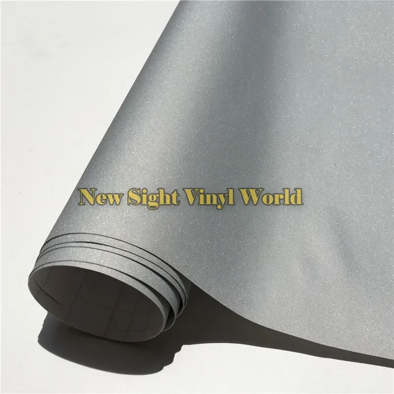 

High Quality Sparkle Silver Sandy Bling Vinyl Wrapping Film Decal Bubble Free For Phone Laptop Cover Size:1.52*30M