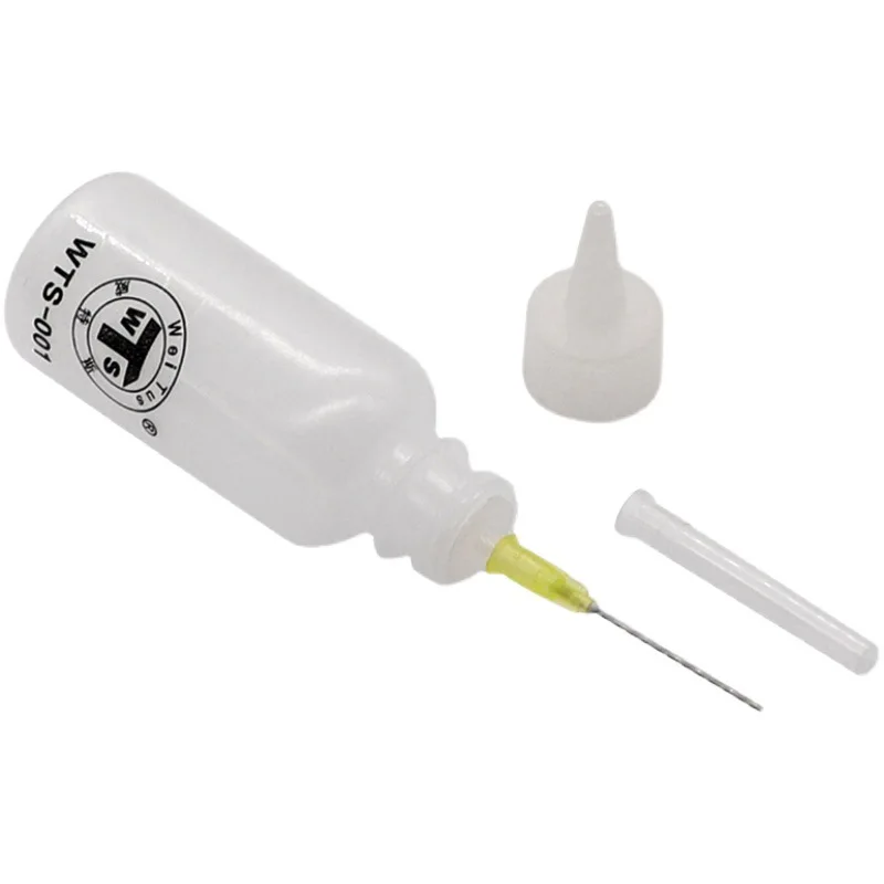 WTS-001 50ml końcówka igły plastikowa kalafonia płyn do czyszczenia butelek topnik alkoholowy dozownik oleju plastikowy ręczny środek do czyszczenia butelek DIY naprawa