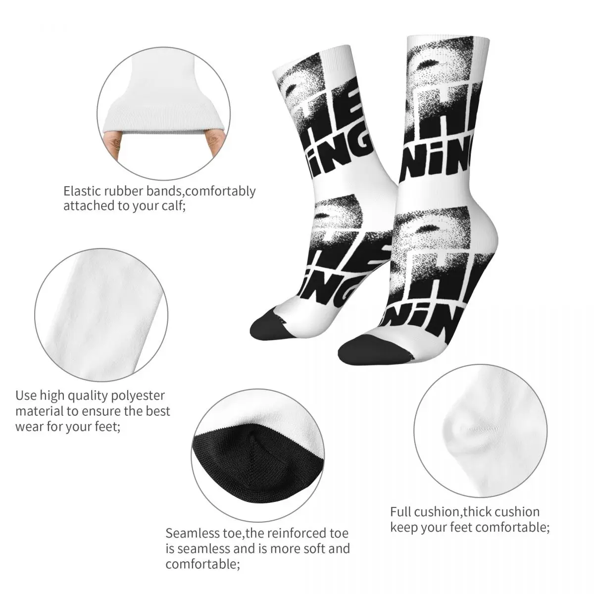 Hip-hop The Shining Logo Sports Socks Kubrick Horror Movie Creepy Slasher Polyester Middle Tube Socks for Unisex Breathable