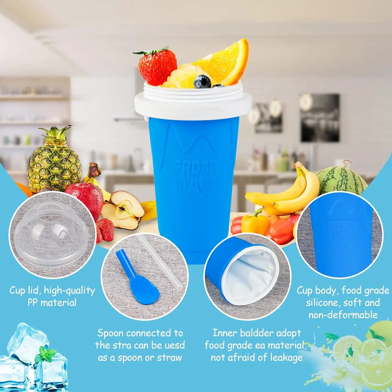 Homemade Smoothie Cup Quick-Frozen Ice Cream Milkshake Bottle Summer DIY Juice Iced Cup Freezed Portable Squeeze Slushie Cups - view 5