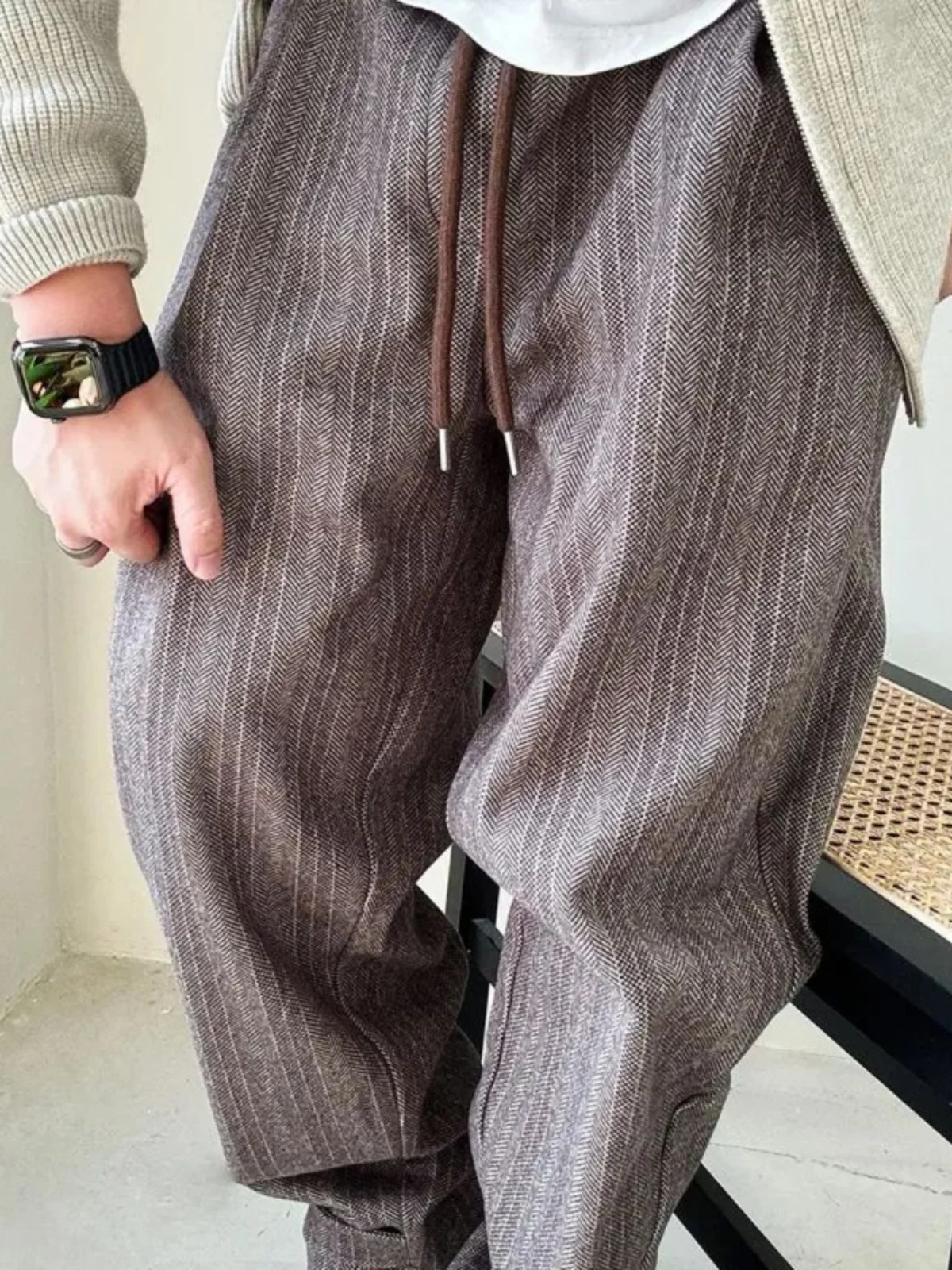 

Versatile Simple Hong Kong Sle Loose Wide Leg Straight Pants Drapey Trendy Brand Long Trousers for Men Retro Sle Spring C...