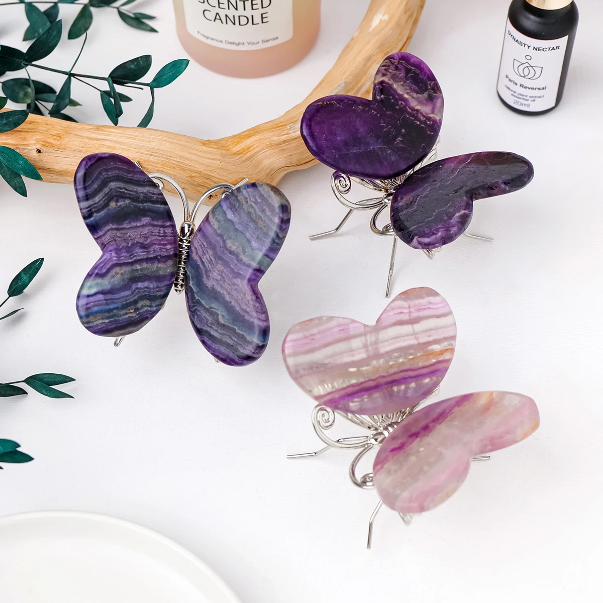 تمثال فراشة فلوريت قوس قزح طبيعي ، حجر كريستال ملون عشوائي ، نحت أحجار كريمة ، هدايا ديكورية منزلية ، 1 * *