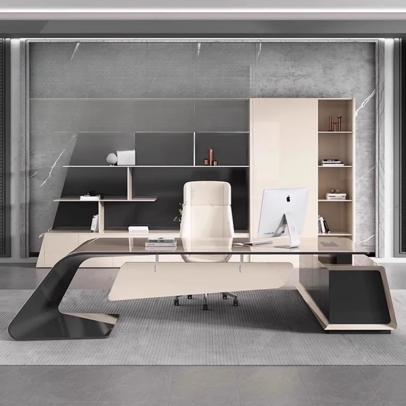 Aksesori Meja Kantor Modern Konferensi Meja Kantor Bergerak Seni Mewah Rak Buku Eropa Furnitur Escritorio Kayu Unik