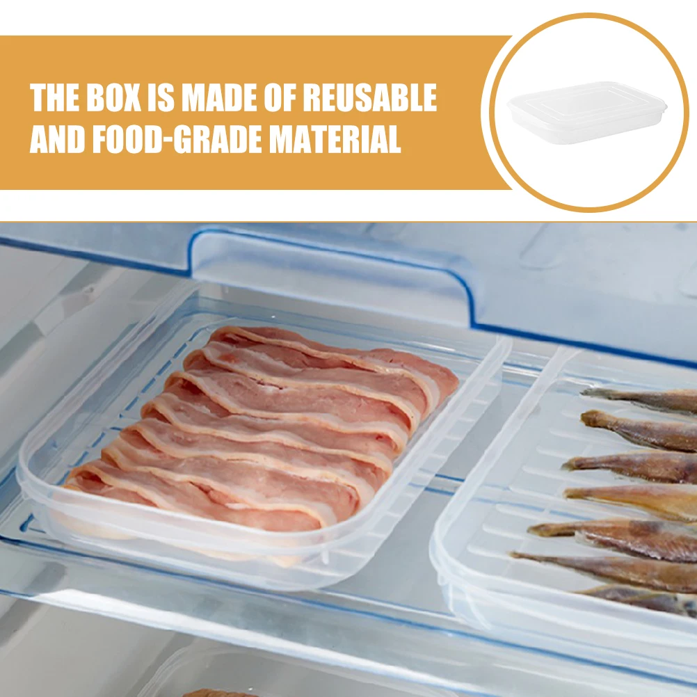 

4 Pcs Crisper Container for Fridge Household Food Containers Airtight Meat Kitchen Organizer Plastic with Lid