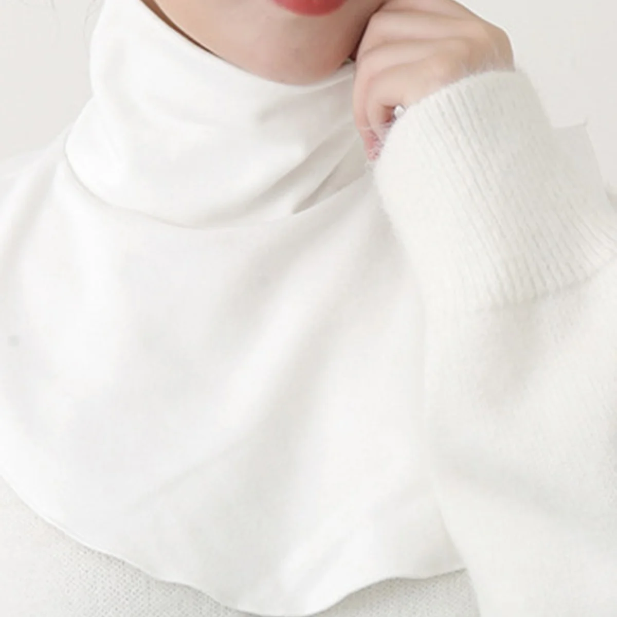 Two Piece Set Women Muslim Modal Turtleneck Fake Collar Islamic Hijab Accessory Elastic Solid Color Mock Neck Cover Half Top