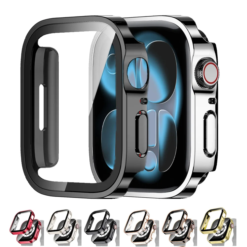 Cover for Apple Watch 11 Case 46mm 42mm 45mm 44mm 49mm 41mm 40mm Tempered Glass Screen Protector Series 10 7 8 9 SE 6 Ultra 2 3