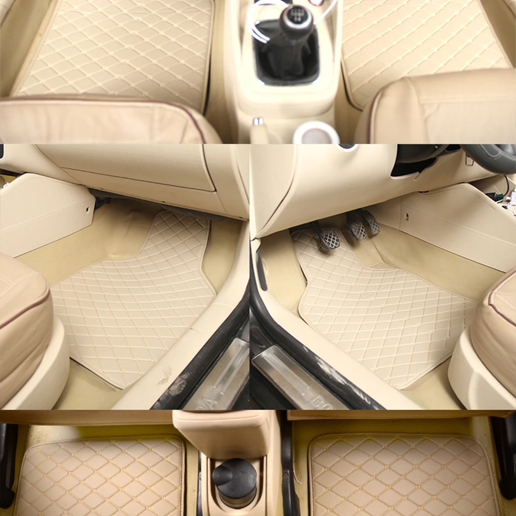 4 Pieces Car Floor Mats Automotive Interior Stepping Liner Foot Pad Automobile Carpet Front Rear Washable Mat