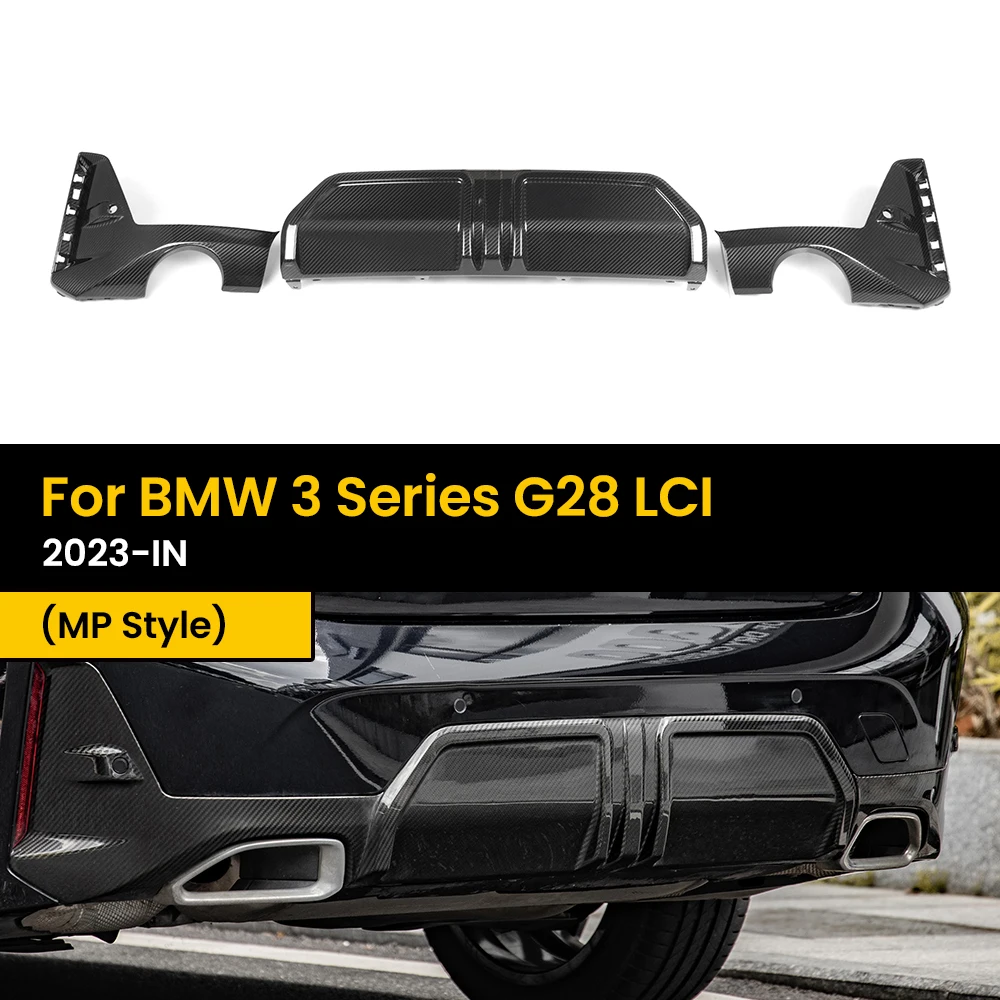 

Real Dry Carbon Fiber Rear Diffuser Bumper Lip for BMW 3 Series G28 LCI MP Style 2023-IN European Version 3Pcs/Set