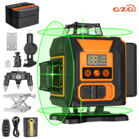 1pc GZG Professional 4D Cross Line Laser Level, 4X360 Green Beam, 16 Lines, Self-Leveling, USB Charging, ≤36V, 0.4-1Mw,