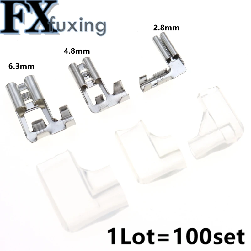 

100sets 2.8mm 4.8mm 6.3mm Flag-shaped Plug Spring + Elbow Sheath Of Plug-in Cold-pressed Terminal Switch Wire Connector Hot