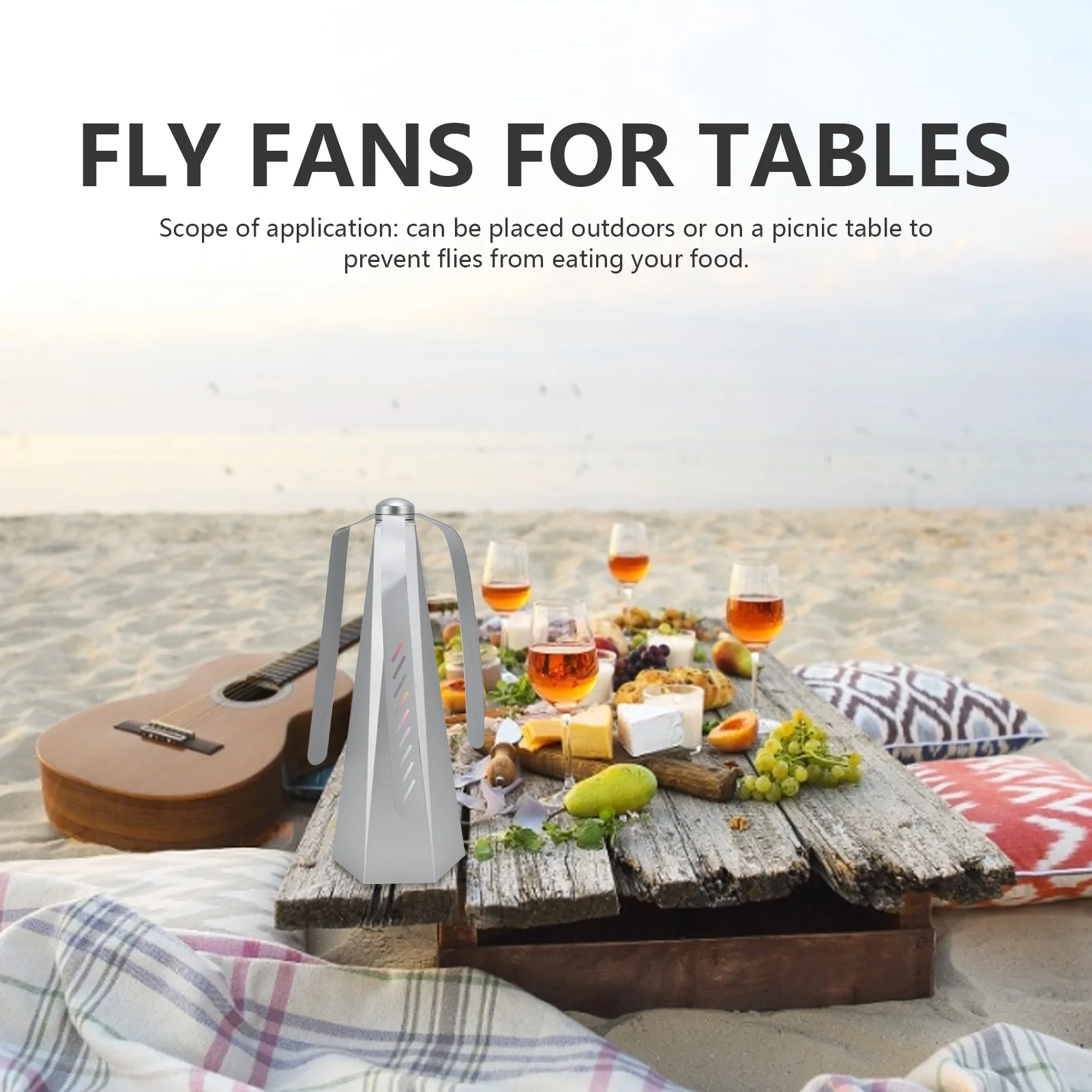 Fly Fan USB Power Supply Light Weight 3 Blades Outdoor Bug Repellent Tool for Picnic Table